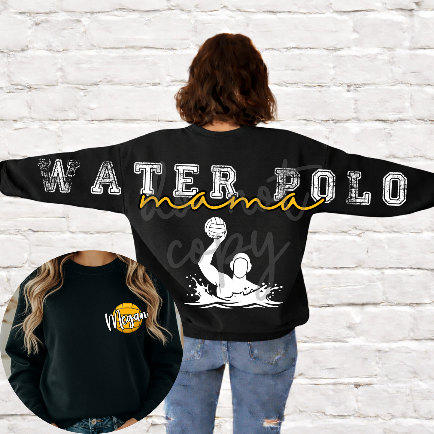 Water Polo Mama Long Editable Template
