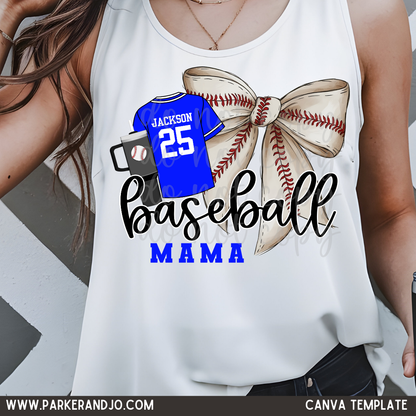 Baseball Bow Canva Template