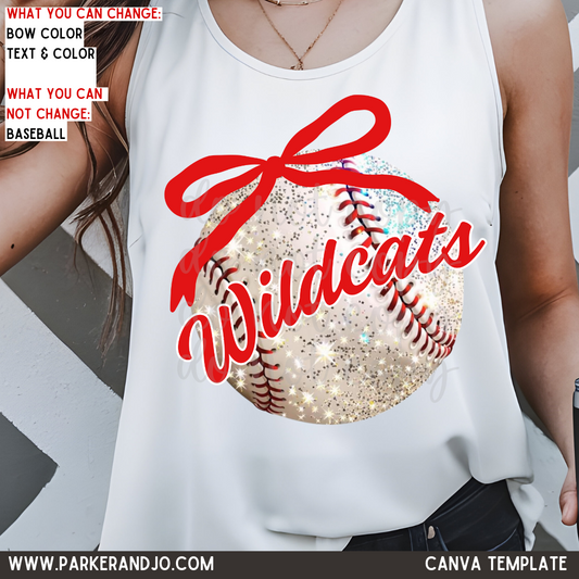 Custom Baseball and Bow Canva Template