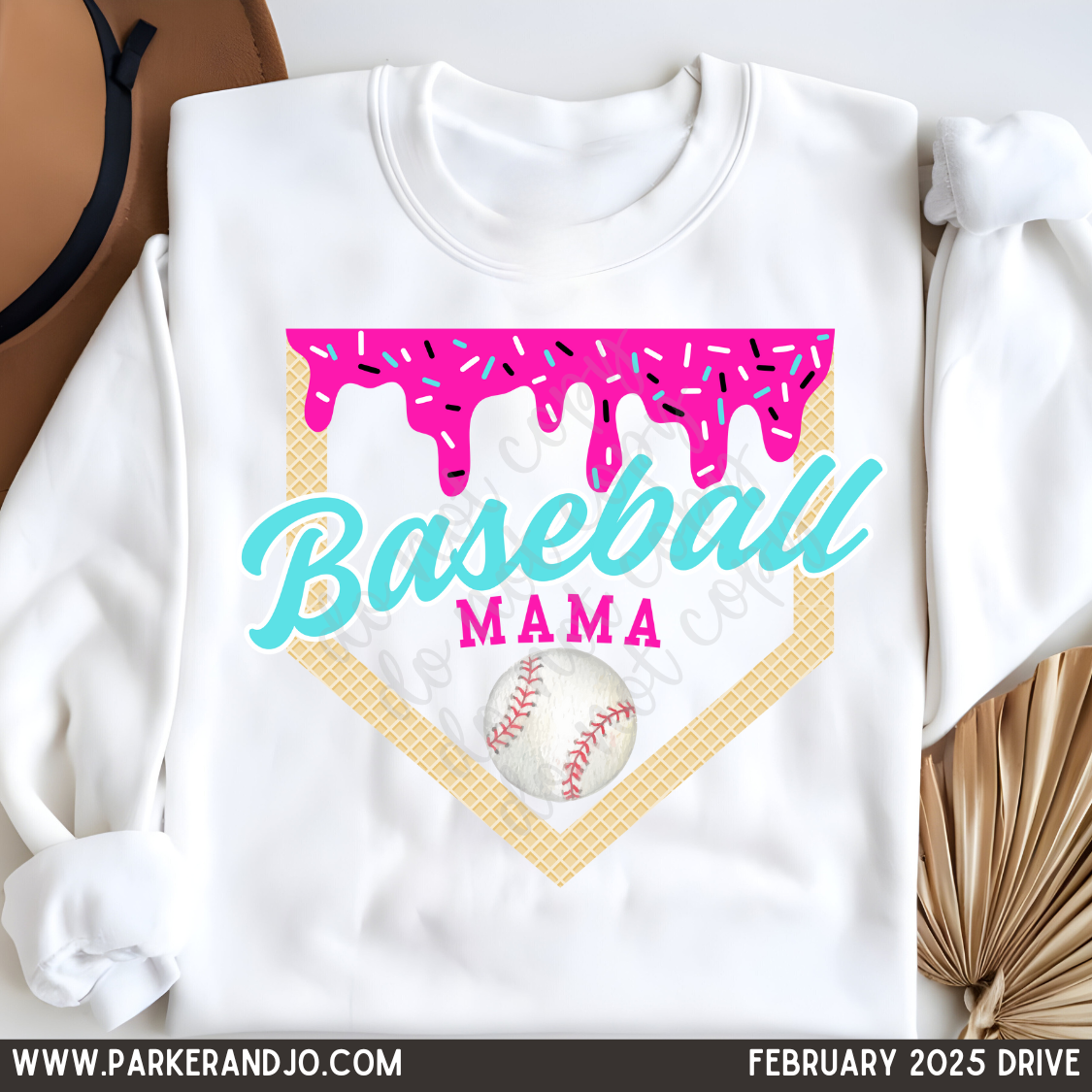 Baseball Mama Drip Pink & Teal png