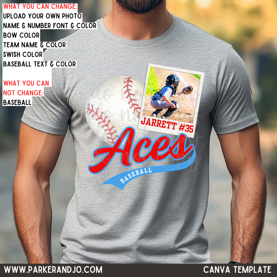 Custom Baseball Polaroid Canva Template - no glitter no bow