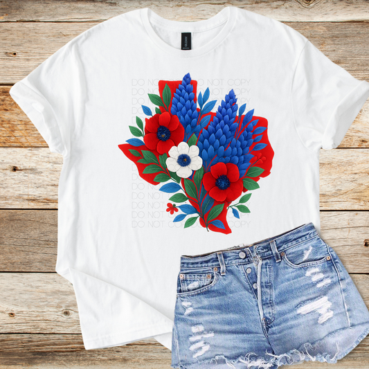 bold vibrant texas florals and bluebonnets png