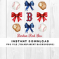 Boston Red Sox Trendy Coquette Bow Baseball PNG File