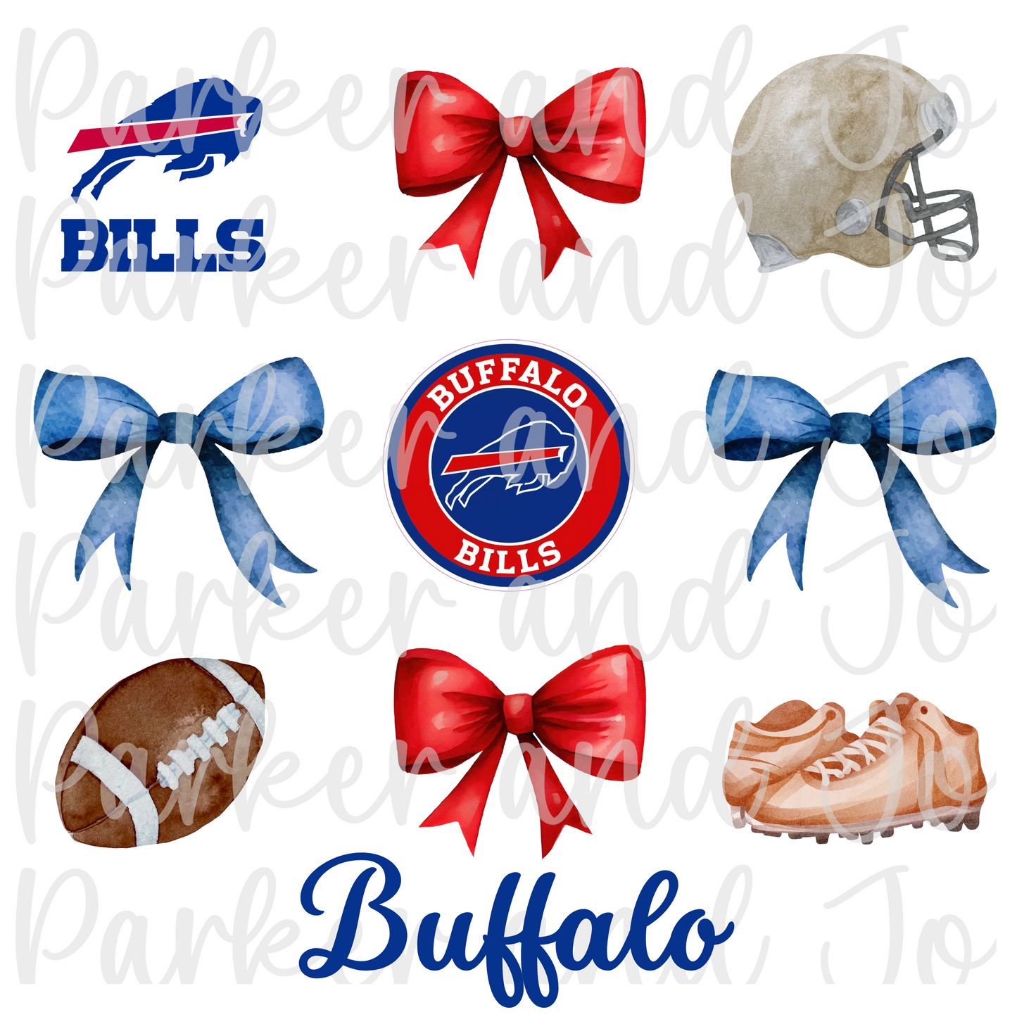 Buffalo Bills Trendy Coquette Bow Football PNG File