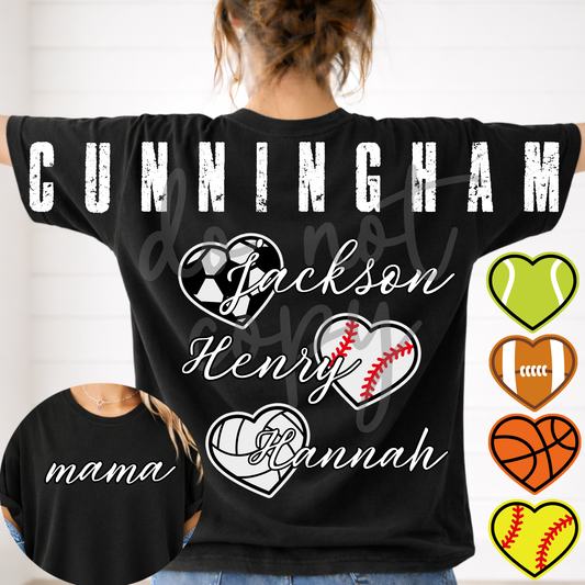 Multi Sports Mama Hearts Editable Custom Template