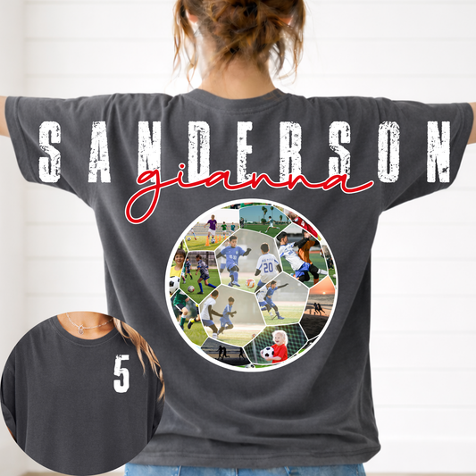 Soccer Photo Frame Across the Back Editable Canva Template