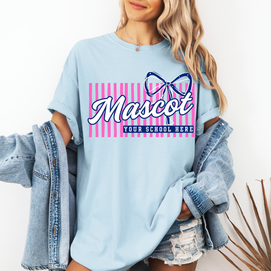 Stripes Bow Custom Mascot School Editable Template