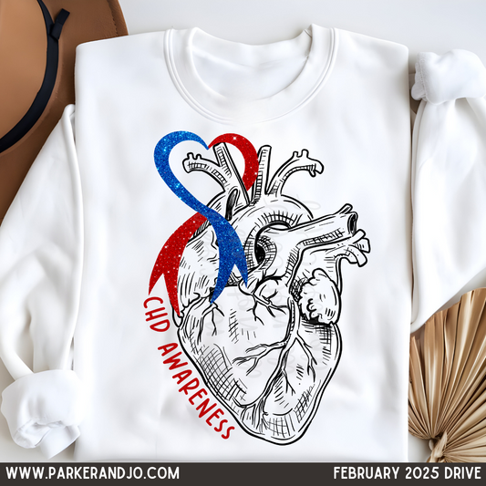 CHD Awareness Red Blue Ribbon png