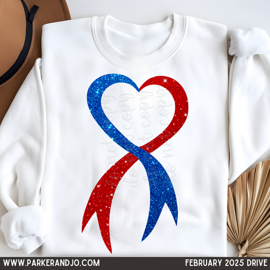 CHD Awareness Faux Glitter Ribbon png