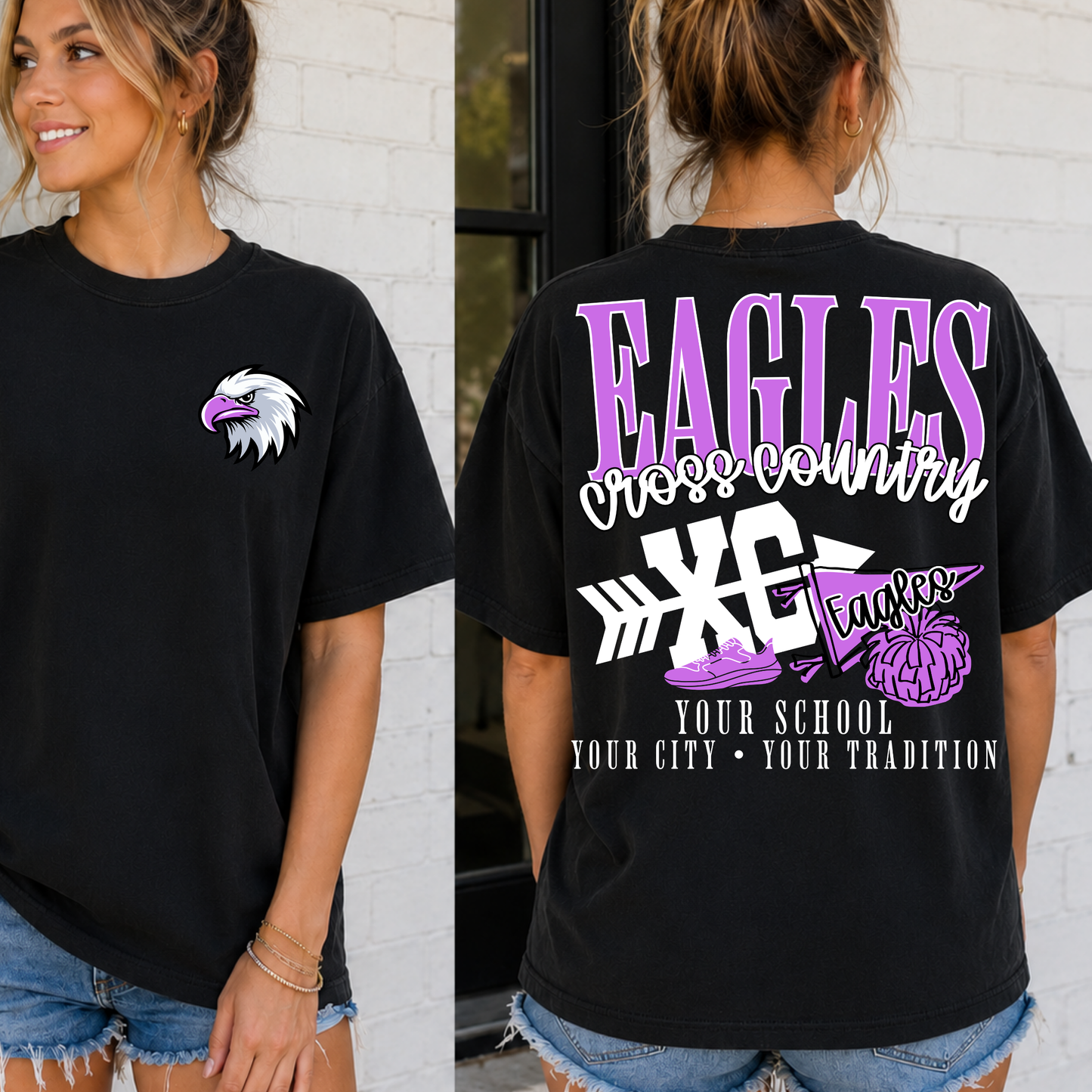 CROSS COUNTRY School Spirit Mascot Editable Template | *blank mockup included