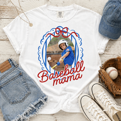 Oval Doodle Photo Frame Baseball mama Editable Template