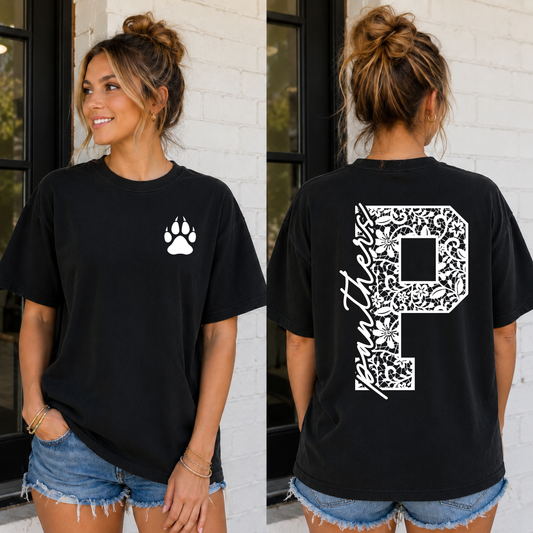 Floral Lace Initial School Spirit Mascot Editable Template | *blank mockup included