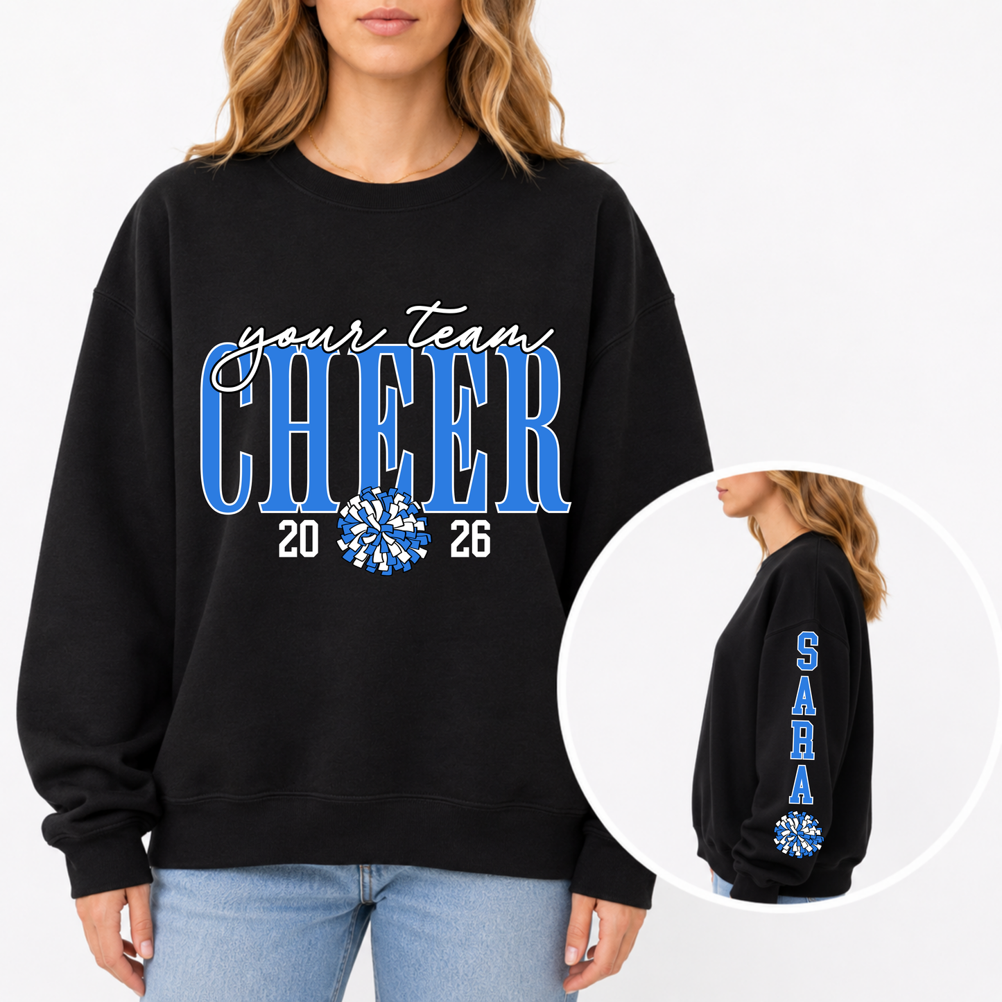 Cheer with Pom and Sleeve Editable Template | *blank mockup included
