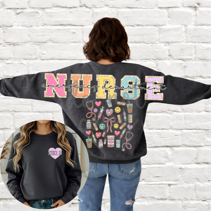 Nurse Pastel Glitter Long Big Back Editable Canva Template