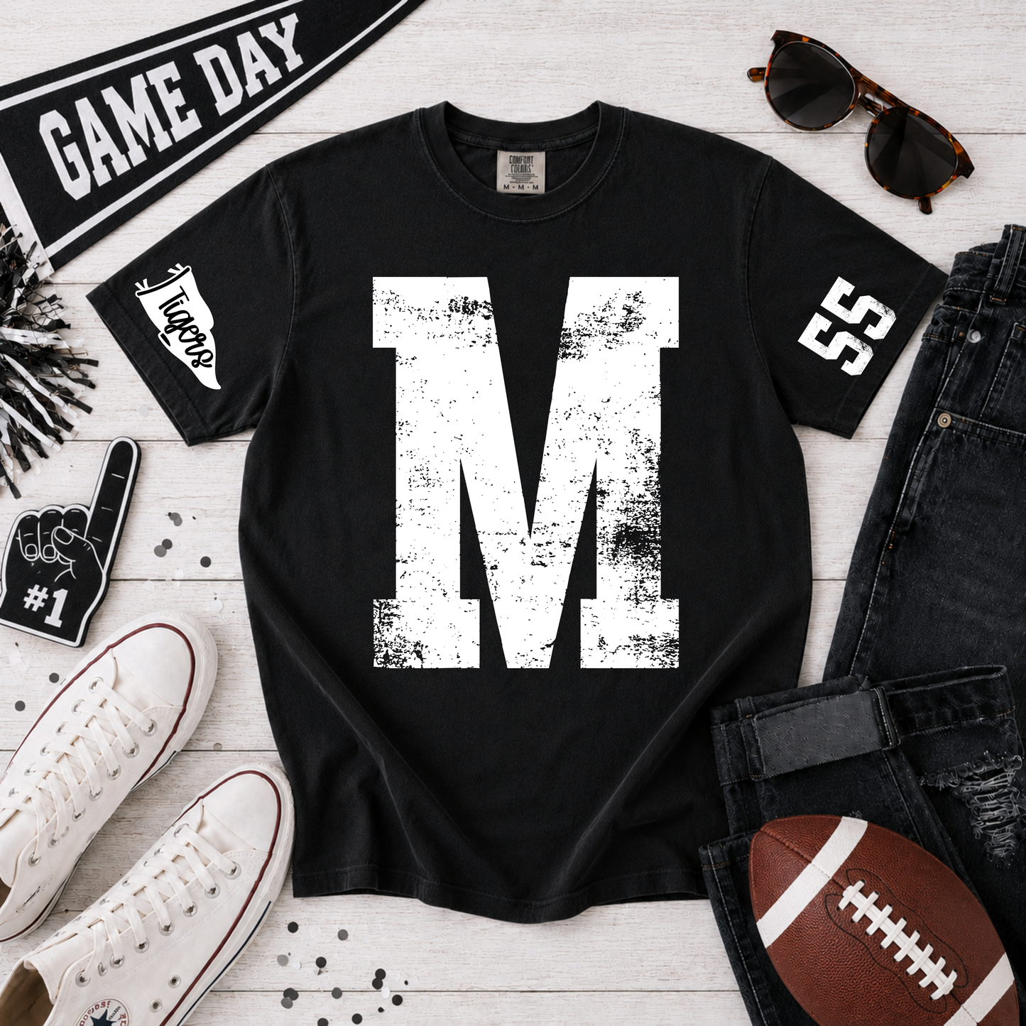 Distressed Varsity STRETCH Monogram Editable Template | *blank mockup included