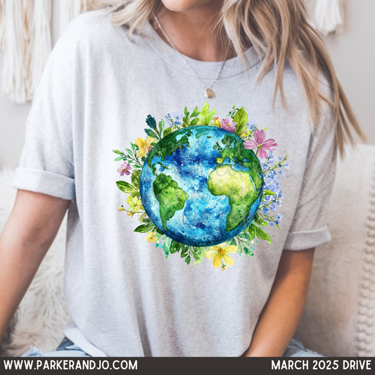 Watercolor Earth Day with Florals png