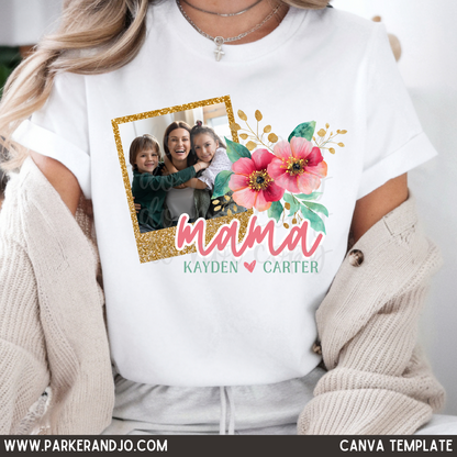 Floral Faux Glitter Mothers Day Editable Template