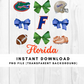 Florida Gators Trendy Coquette Bow Football PNG File