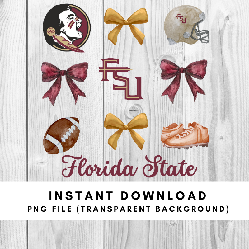 Florida State Trendy Coquette Bow Football PNG File