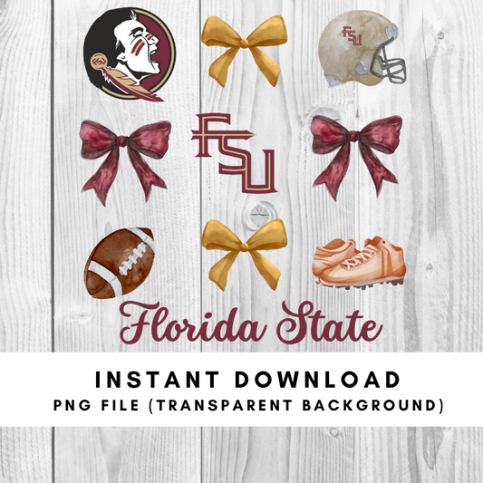 Florida State Trendy Coquette Bow Football PNG File