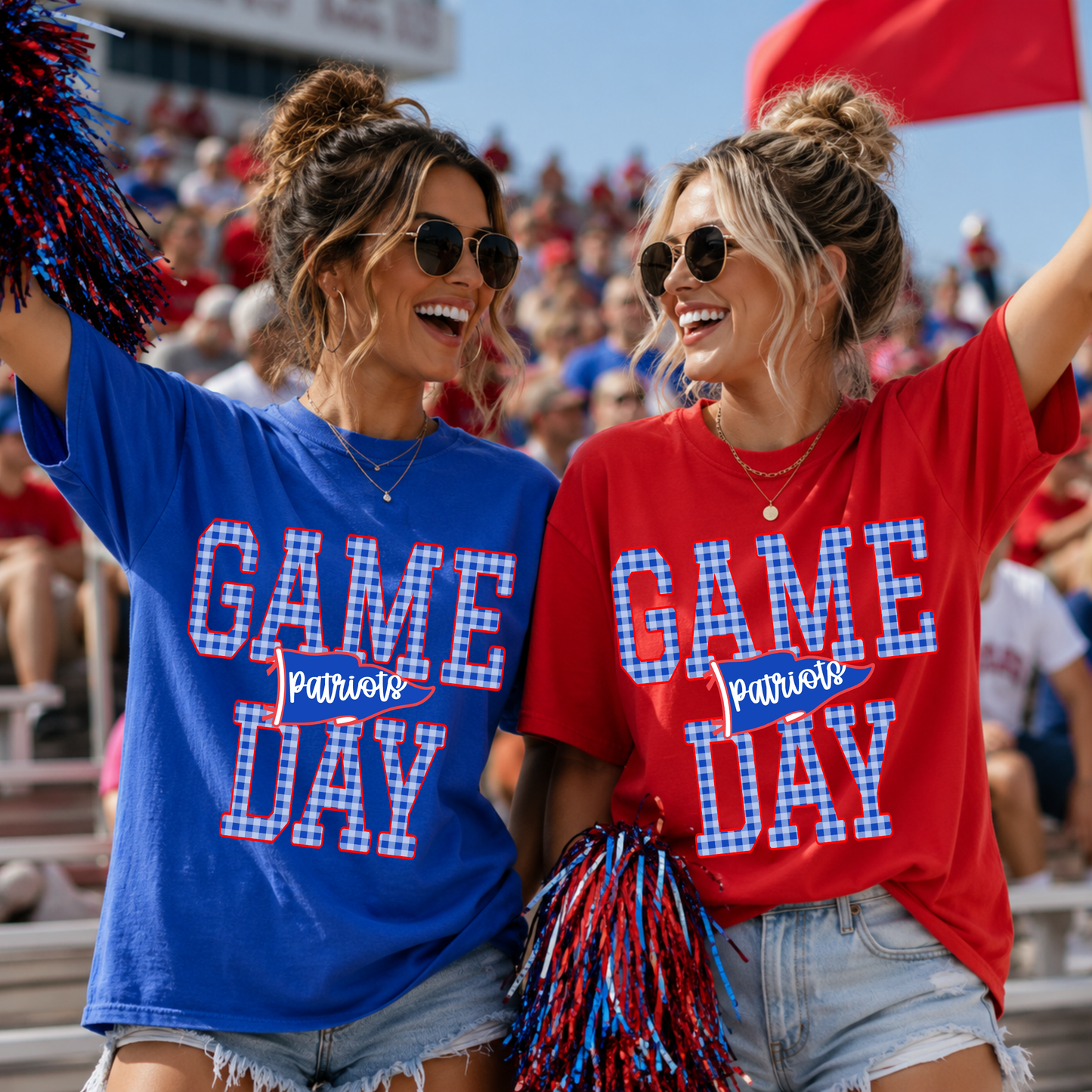 GINGHAM GAME DAY PENNANT EDITABLE TEMPLATE | *blank mockup included