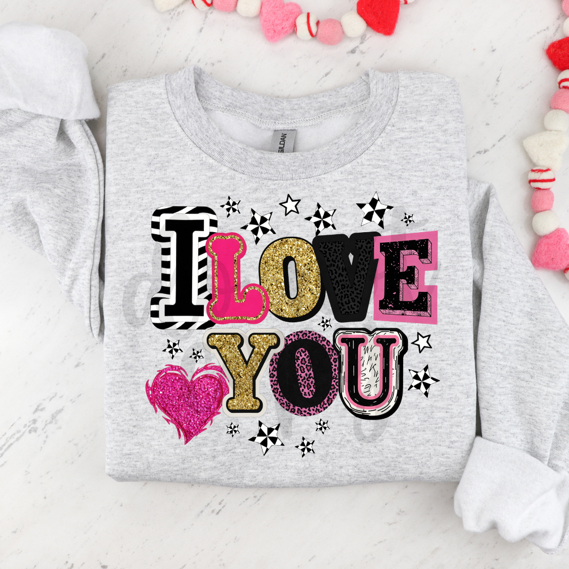 I Love You pink black png