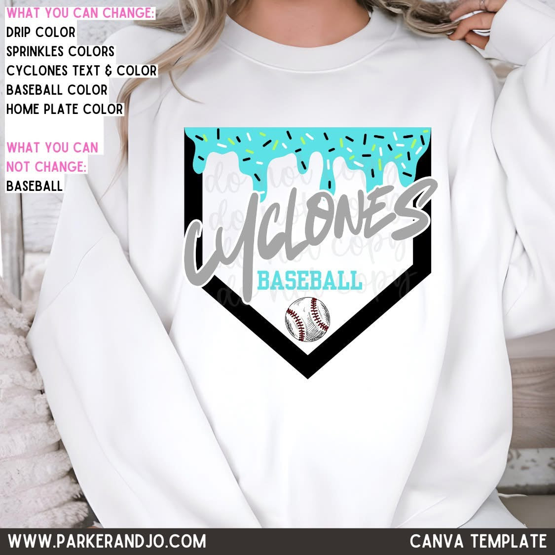 Baseball Drip with Black Diamond Canva Template