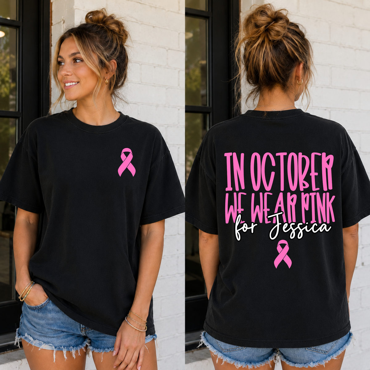 In October We Wear Pink For ___  Editable Template | *blank mockup included