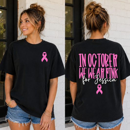 In October We Wear Pink For ___  Editable Template | *blank mockup included