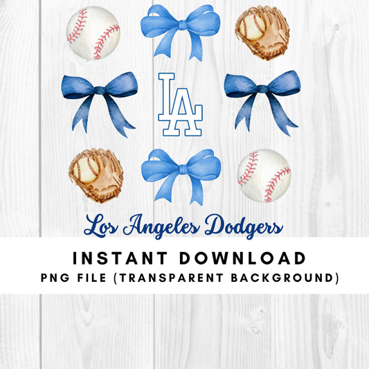 Los Angeles Dodgers Trendy Coquette Bow Baseball PNG File