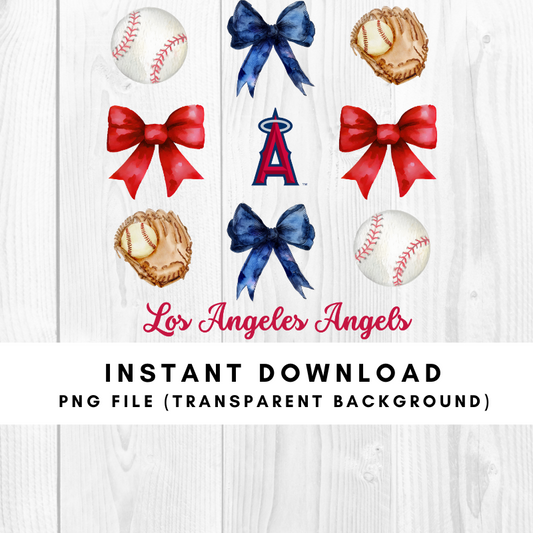 Los Angeles Angels Trendy Coquette Bow Baseball PNG File