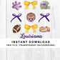 LSU Louisiana State University Tigers Trendy Coquette Bow Football PNG File