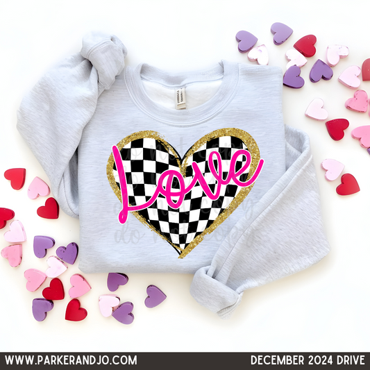 Love Checkered Heart PNG