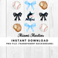 Miami Marlins Trendy Coquette Bow Baseball PNG File