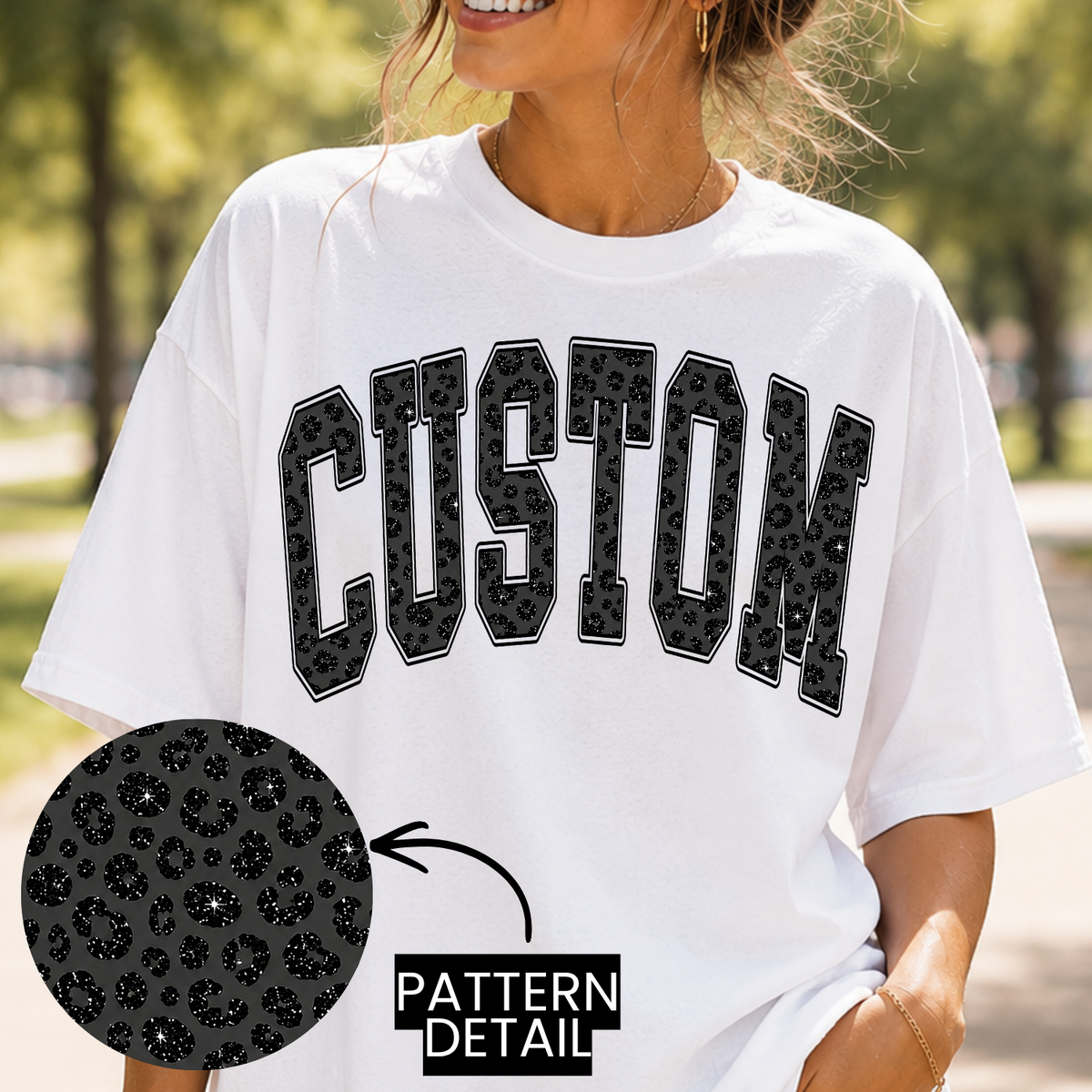 Black Leopard Faux Glitter Varsity Arch Template | Parker & Jo™ Template Studio