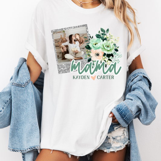 Floral Faux Glitter Greens Mothers Day Editable Template