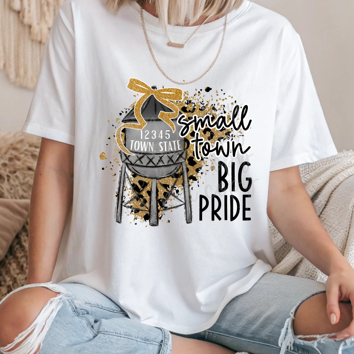Small Town Big Pride Animal Print Canva Template