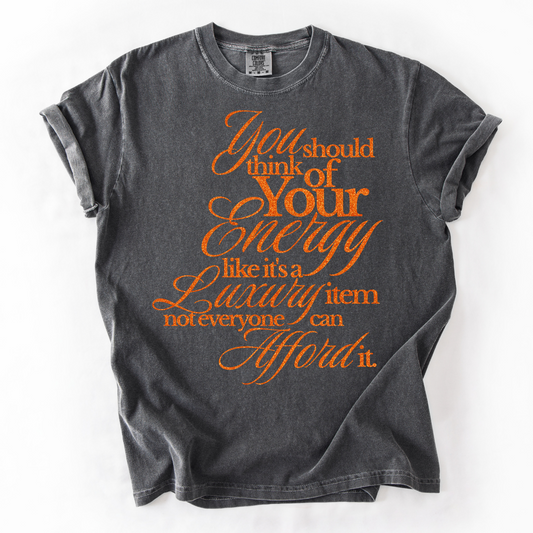 Energy is Expensive Orange Glitter Comfort Colors T-Shirt