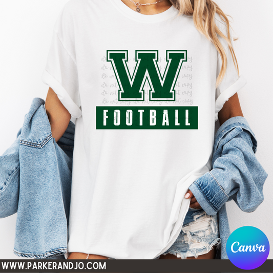 Varsity Initial Football Canva Template