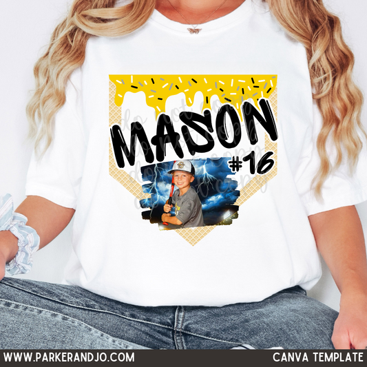 Custom Photo Baseball Drip Editable Template for T-Shirts
