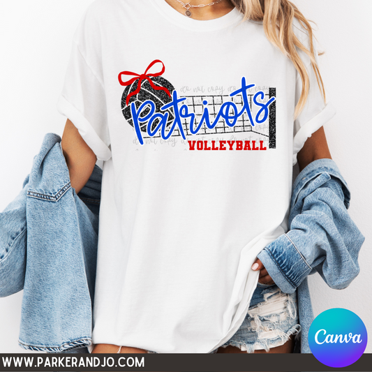 Volleyball Faux Glitter Net Canva Template