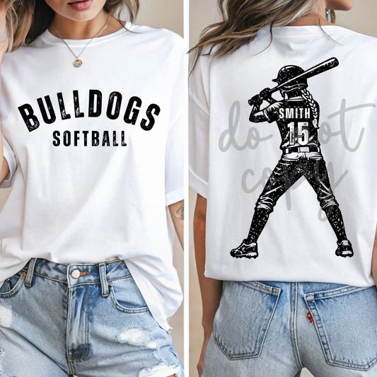 Vintage Softball Player Editable Canva Template