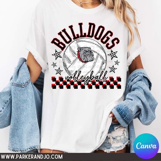 Mascot Volleyball Checkered Canva Template