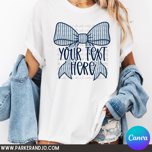 Seersucker Blue Bow Canva Template