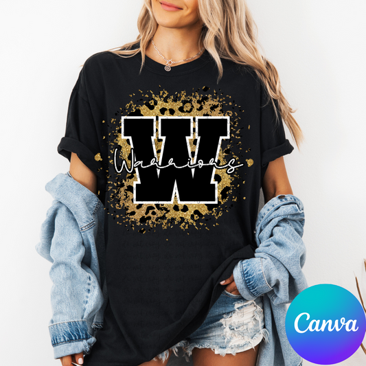 Animal Print Glitter Initial Canva Template