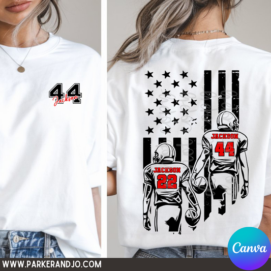 2 Player Football Flag and Pocket Canva Template