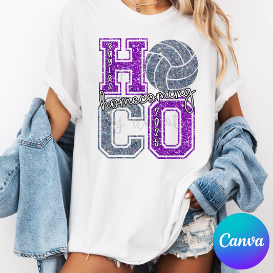 HOCO Homecoming Volleyball Canva Frame Template