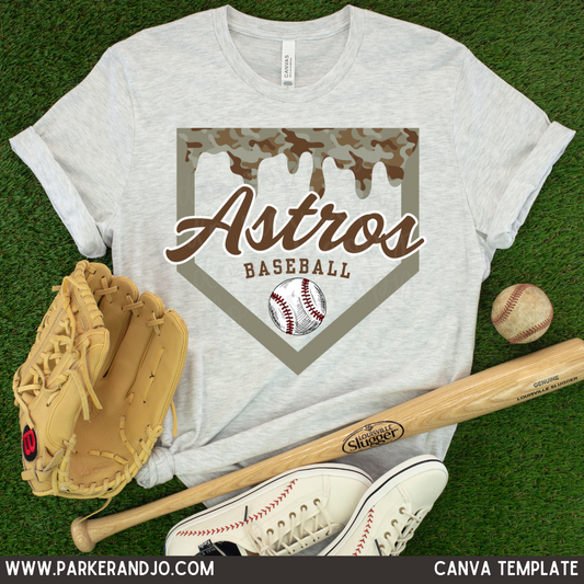 Camo Drip Baseball Canva Template