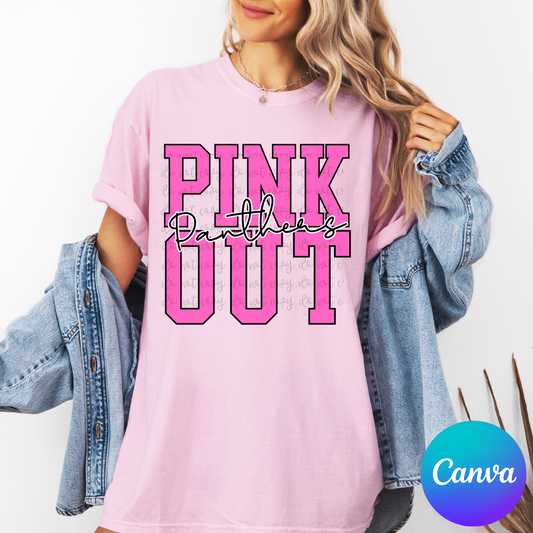 Pink Out Mascot Varsity Canva Template