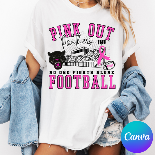 Pink Out Bleachers Mascot Football Canva Template
